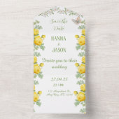 Invitation Tout En Un Fleur d'or : Rose jaune radieux (À l'intérieur)