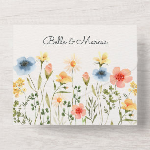 Invitation Tout En Un Fleur florale sauvage aquarelle colorée