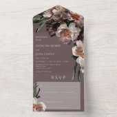 Invitation Tout En Un Fleur foncée moderne Dîner Brown (À l'intérieur)