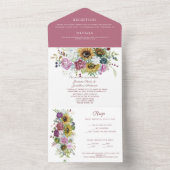 Invitation Tout En Un Fleur Jardin Florals Fleurs de soleil Peonies Mari (À l'intérieur)