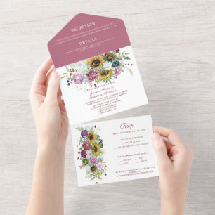 Invitation Tout En Un Fleur Jardin Florals Fleurs de soleil Peonies Mari