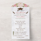 Invitation Tout En Un Fleur rose Personnalisé Enregistrer La Date Gradua (À l'intérieur)
