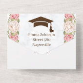 Invitation Tout En Un Fleur rose Personnalisé Enregistrer La Date Gradua (Verso)