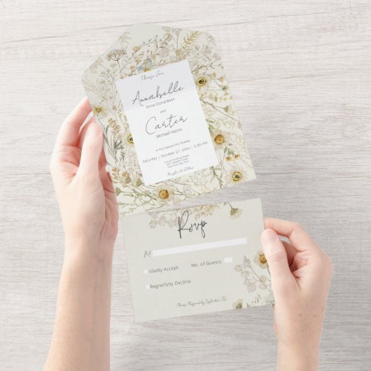 Invitation Tout En Un Fleur Sans Dîner (Déchirure)