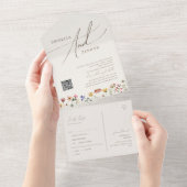 Invitation Tout En Un Fleur sauvage beige | Sceller Et Envoyer Le Code Q (Déchirure)