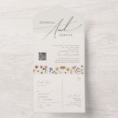 Invitation Tout En Un Fleur sauvage beige | Sceller Et Envoyer Le Code Q (À l'intérieur)
