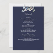 Invitation Tout en un Fleur sauvage bleu marine Mariage Flora (Dos)