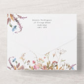 Invitation Tout En Un Fleur sauvage Bohême Mauve Mariage tout en un (Verso)