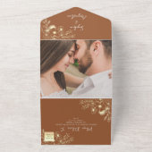 Invitation Tout En Un Fleur sauvage Burnt Orange Mariage (Dehors)