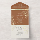 Invitation Tout En Un Fleur sauvage Burnt Orange Mariage (À l'intérieur)