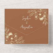 Invitation Tout En Un Fleur sauvage Burnt Orange Mariage (Verso)