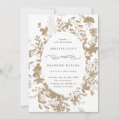 Invitation Tout en un Fleur sauvage cadre Mariage Tan et blan (Devant)