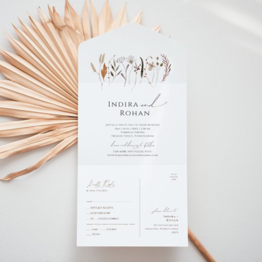 Invitation Tout En Un Fleur sauvage d'automne Boho | Sceau Décontracté E