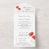Invitation Tout En Un Fleur sauvage de pavot rouge aquarelle Mariage flo (À l'intérieur)