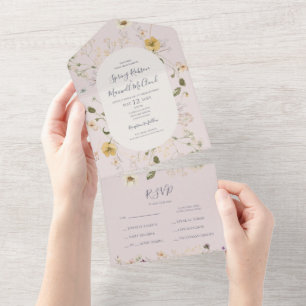 Invitation Tout En Un Fleur sauvage de printemps   Sceau Et Envoi