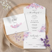 Invitation Tout En Un Fleur sauvage   de script Monogramme Mariage
