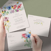 Invitation Tout En Un Fleur sauvage Mariage Rustique Pays Fleurs sauvage