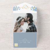 Invitation Tout En Un Fleur sauvage Periwinkle Dusty Mariage bleu (Dehors)