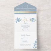 Invitation Tout En Un Fleur sauvage Periwinkle Dusty Mariage bleu (À l'intérieur)