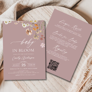 Invitation Tout en un Fleur sauvage rose bébé en fleurs douch