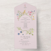 Invitation Tout En Un Fleur sauvage rose Russe Boho Mariage (À l'intérieur)
