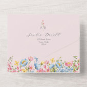 Invitation Tout En Un Fleur sauvage rose Russe Boho Mariage (Verso)