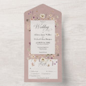 Invitation Tout En Un Fleur sauvage rose rustique (À l'intérieur)