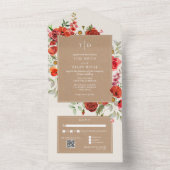 Invitation Tout En Un Fleur sauvage Rouge Floral Cardstock Mariage RSVP (À l'intérieur)