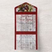 Invitation Tout En Un Fleur sauvage, ruban rouge et lumières (À l'intérieur)