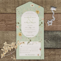 Fleur sauvage Russe Oval Frame Sage Vert Dîner
