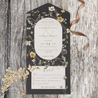 Fleur sauvage rustique Cadre ovale Black Dinner