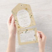 Invitation Tout En Un Fleur sauvage rustique Frame ovale Jaune Dîner (Déchirure)