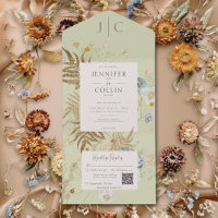 Fleur sauvage rustique Monogramme vert clair QR Co