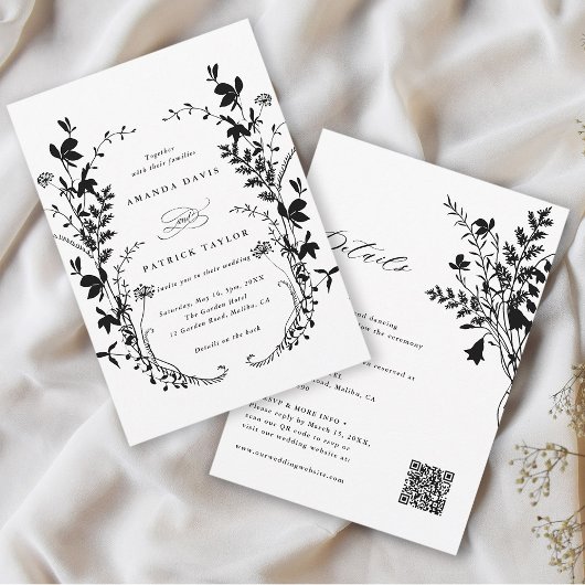 Invitation Tout en un Fleur sauvage Silhouette Mariage de cou