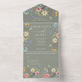 Invitation Tout En Un Fleur sauvage Simple Garden Sage Vert Mariage (À l'intérieur)