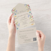 Invitation Tout En Un Fleur sauvage simple Mariage de code QR Garden (Déchirure)