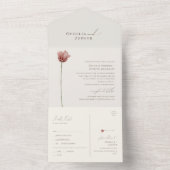 Invitation Tout En Un Fleur sauvage simple | Sceau beige et envoi (À l'intérieur)