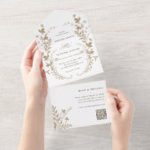 Invitation Tout En Un Fleur sauvage Tan Silhouette Mariage de couronne (Déchirure)