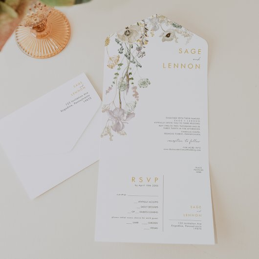 Invitation Tout En Un Fleur sauvage Whimsal Meadow Seal Et Envoyer