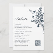 Invitation Tout en un Fleur sauvage Wreath Navy & White Maria (Dos)