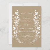 Invitation Tout en un Fleur sauvage Wreath Tan Mariage (Devant)