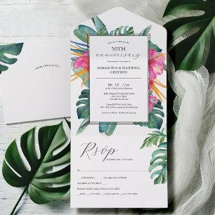 Invitation Tout En Un Fleur tropicale 50e anniversaire de Mariage