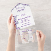 Invitation Tout En Un Fleur violette élégante (Déchirure)