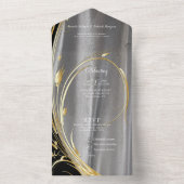 Invitation Tout En Un Fleurs Abstraites d'argent ou d'or sur - Silk & Ar (À l'intérieur)
