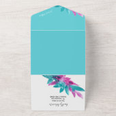 Invitation Tout En Un Fleurs Abstraites tropicales roses turquoise (Dehors)