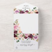 Invitation Tout En Un Fleurs aquarelles rustiques en Bourgogne & gouttes (Dehors)