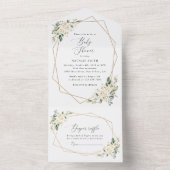 Invitation Tout En Un Fleurs blanches, Fleurs de crème, Boho, Baby showe (À l'intérieur)