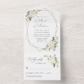 Invitation Tout En Un Fleurs blanches, Fleurs de crème, Boho, Sweet 16 (À l'intérieur)