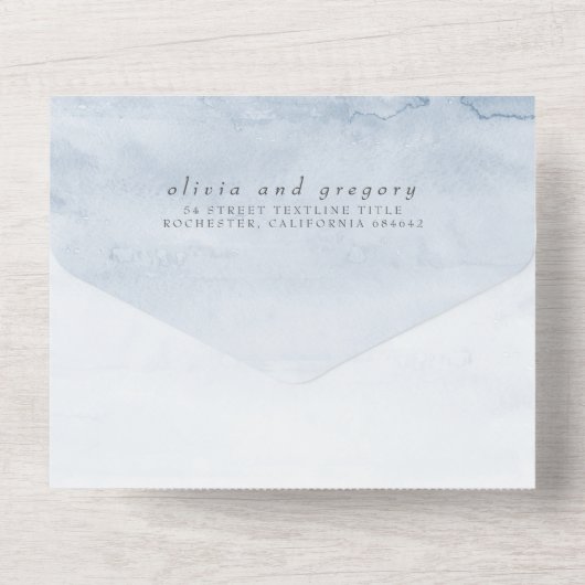 Invitation Tout En Un Fleurs bleu et rose poussiéreux Élégant Mariage mo (Verso)