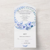 Invitation Tout En Un Fleurs bleues rustiques et Mariage de baies tout e (À l'intérieur)